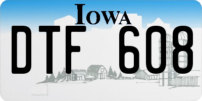 IA license plate DTF608