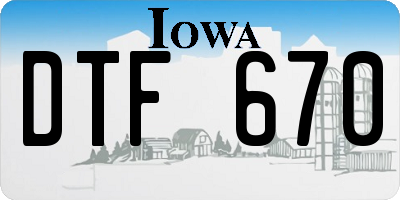 IA license plate DTF670