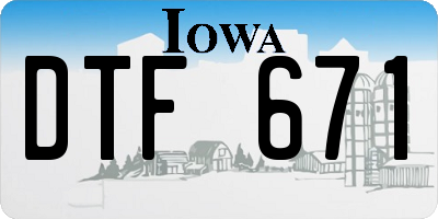 IA license plate DTF671