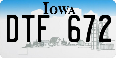 IA license plate DTF672