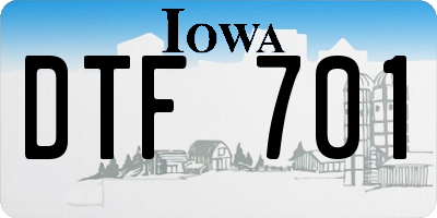 IA license plate DTF701