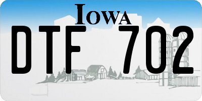 IA license plate DTF702