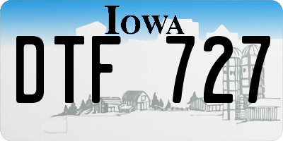 IA license plate DTF727