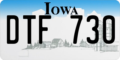 IA license plate DTF730