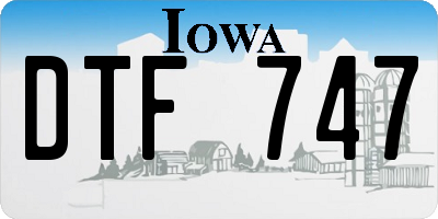 IA license plate DTF747
