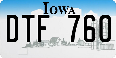 IA license plate DTF760