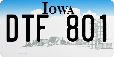 IA license plate DTF801