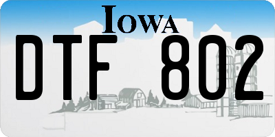 IA license plate DTF802