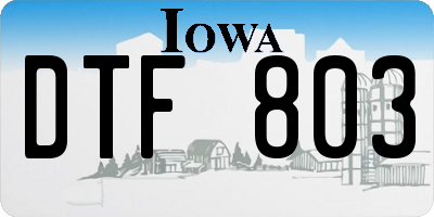 IA license plate DTF803