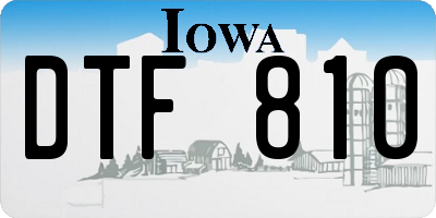 IA license plate DTF810