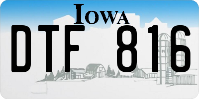 IA license plate DTF816