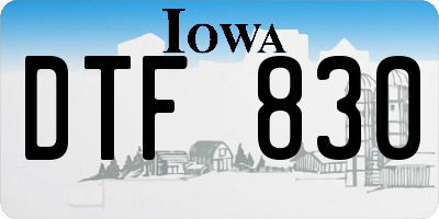 IA license plate DTF830