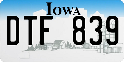 IA license plate DTF839