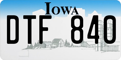 IA license plate DTF840