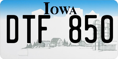 IA license plate DTF850