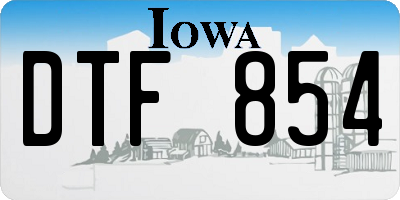 IA license plate DTF854