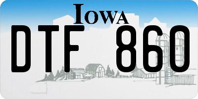 IA license plate DTF860