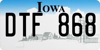 IA license plate DTF868