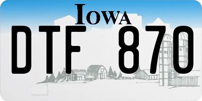IA license plate DTF870