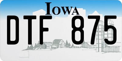 IA license plate DTF875