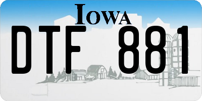 IA license plate DTF881