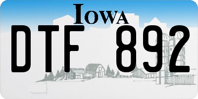 IA license plate DTF892