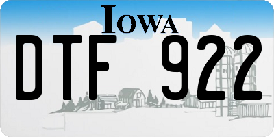 IA license plate DTF922