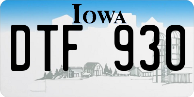 IA license plate DTF930