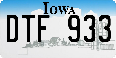 IA license plate DTF933
