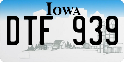 IA license plate DTF939