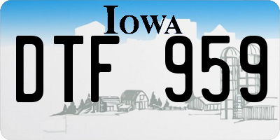 IA license plate DTF959