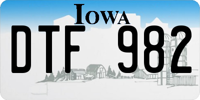 IA license plate DTF982