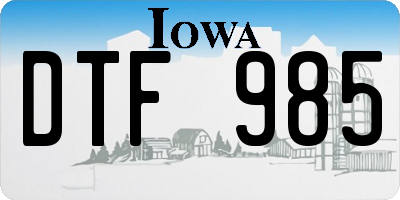 IA license plate DTF985