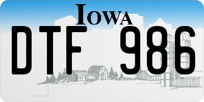 IA license plate DTF986