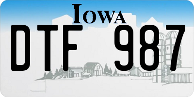 IA license plate DTF987