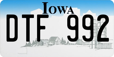 IA license plate DTF992