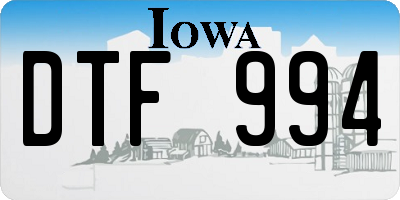 IA license plate DTF994