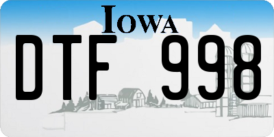 IA license plate DTF998