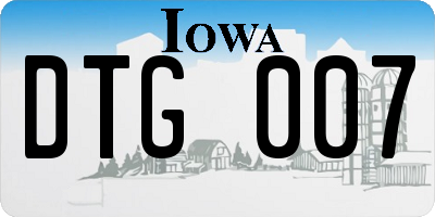 IA license plate DTG007