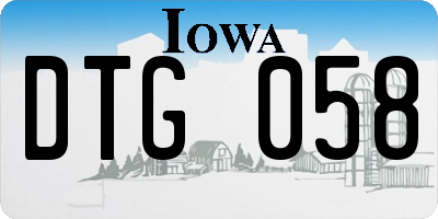 IA license plate DTG058