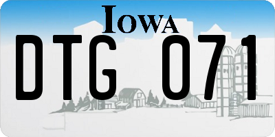 IA license plate DTG071
