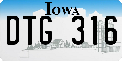 IA license plate DTG316