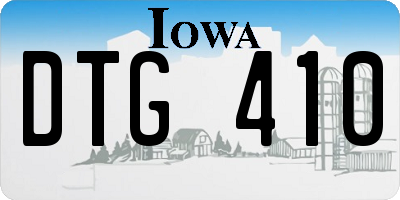 IA license plate DTG410