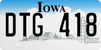 IA license plate DTG418