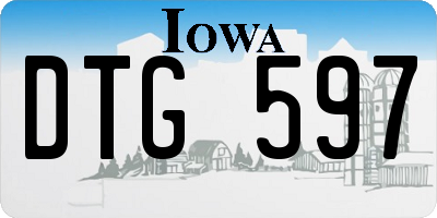 IA license plate DTG597