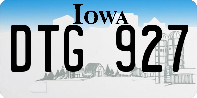 IA license plate DTG927