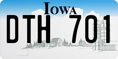 IA license plate DTH701