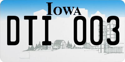 IA license plate DTI003