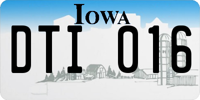 IA license plate DTI016
