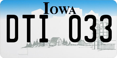 IA license plate DTI033